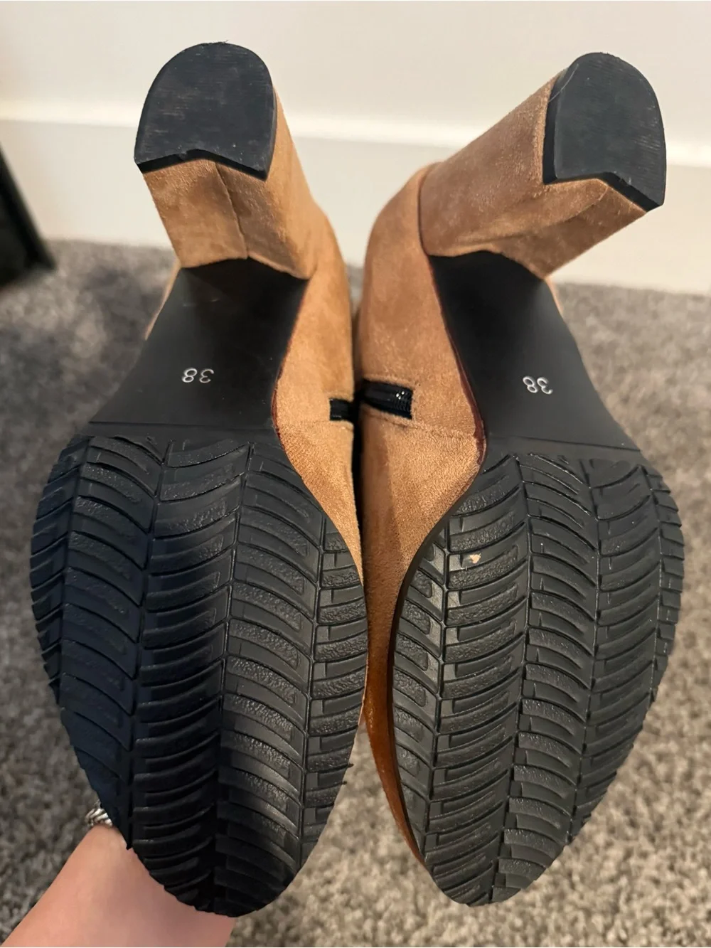 Women's Suede or similar Boots - Tan